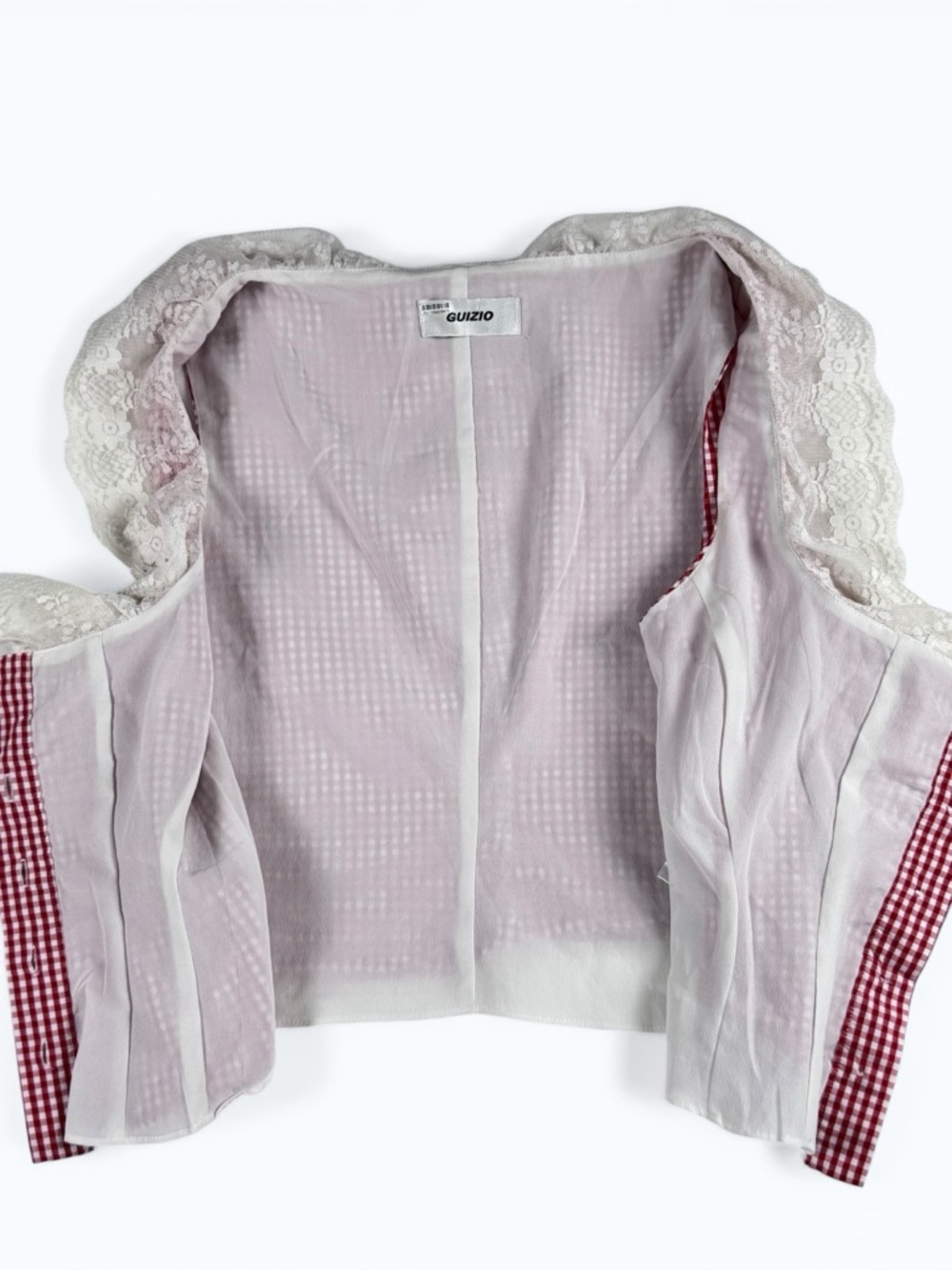 GUIZIO Paloma Corset Top Gingham Poppy Lace Trim Size Small - Picture 7 of 10